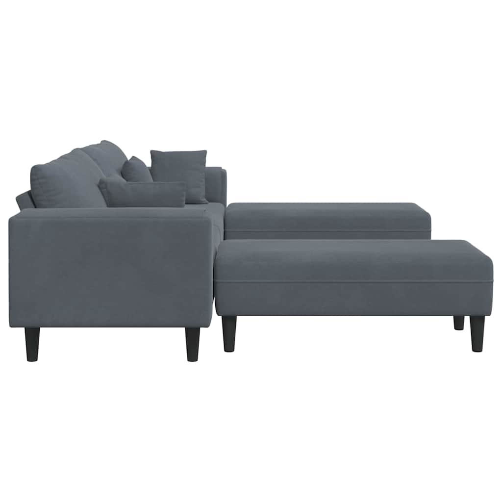 Velvet Sofa with Cushion 3 pcs Dark Grey 208 cm Velvet